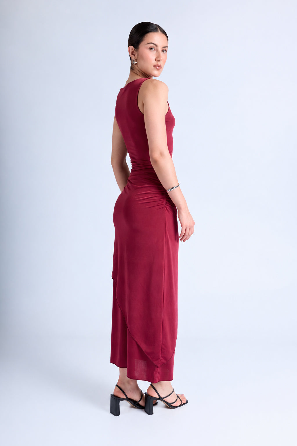 Vestido Midi Asimétrico - Vino