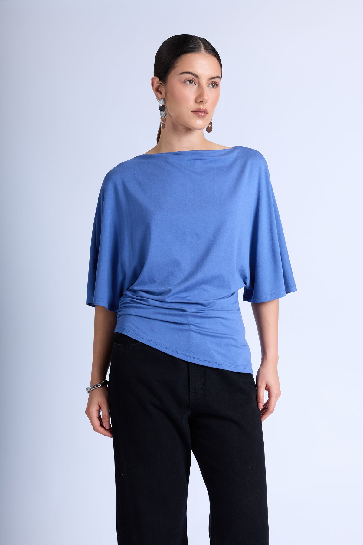 Blusa Básica Manga Amplia - Acero