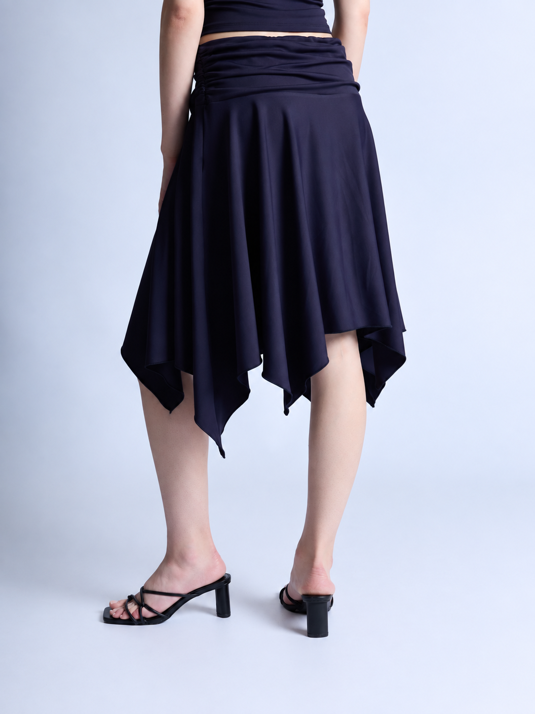 Falda Midi Irregular - Azul Índigo