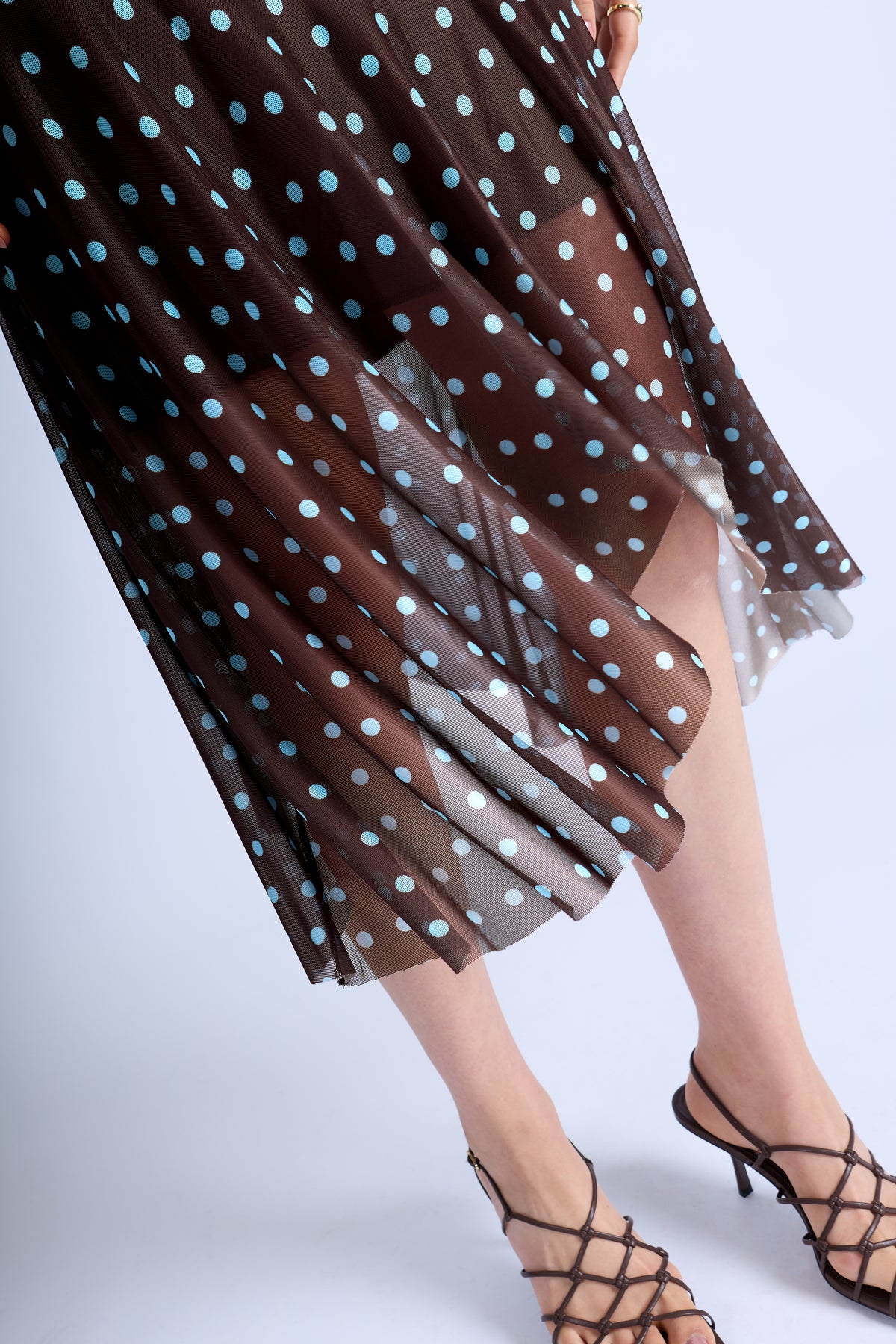 Vestido Drapeado Polka Dots - Marrón