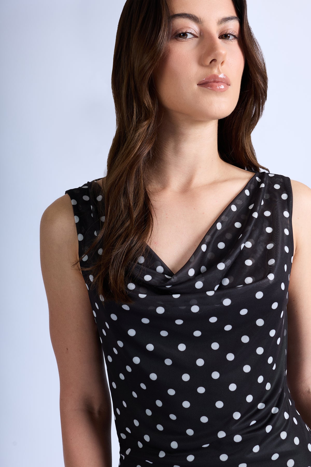 Vestido Drapeado Polka Dots - Negro