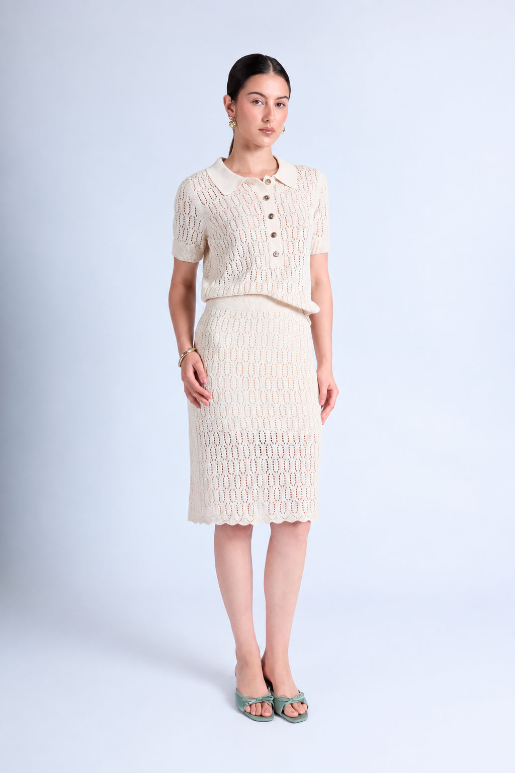 Falda Midi a Line - Beige