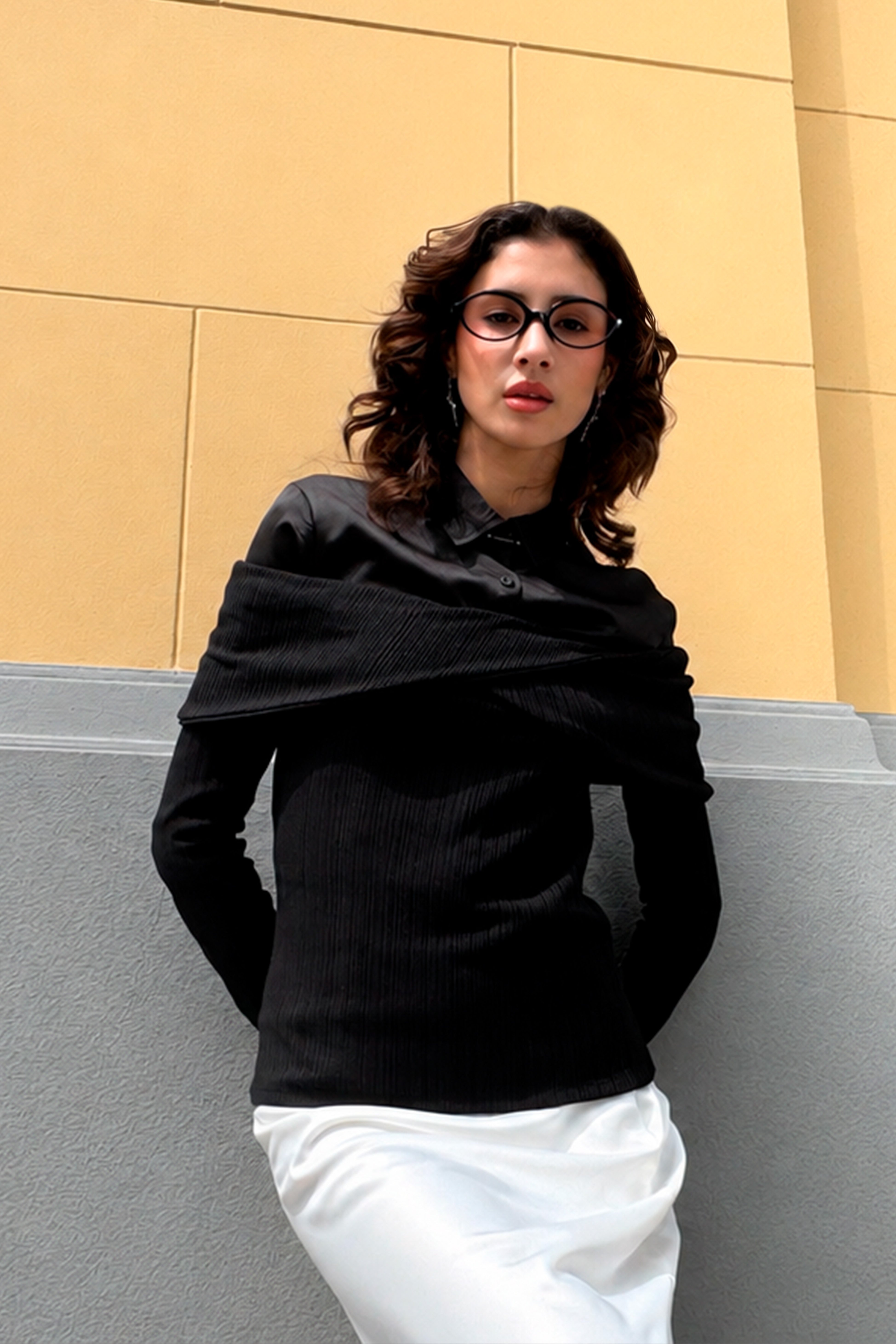 Sweater Cruzado Off Shoulder - Negro