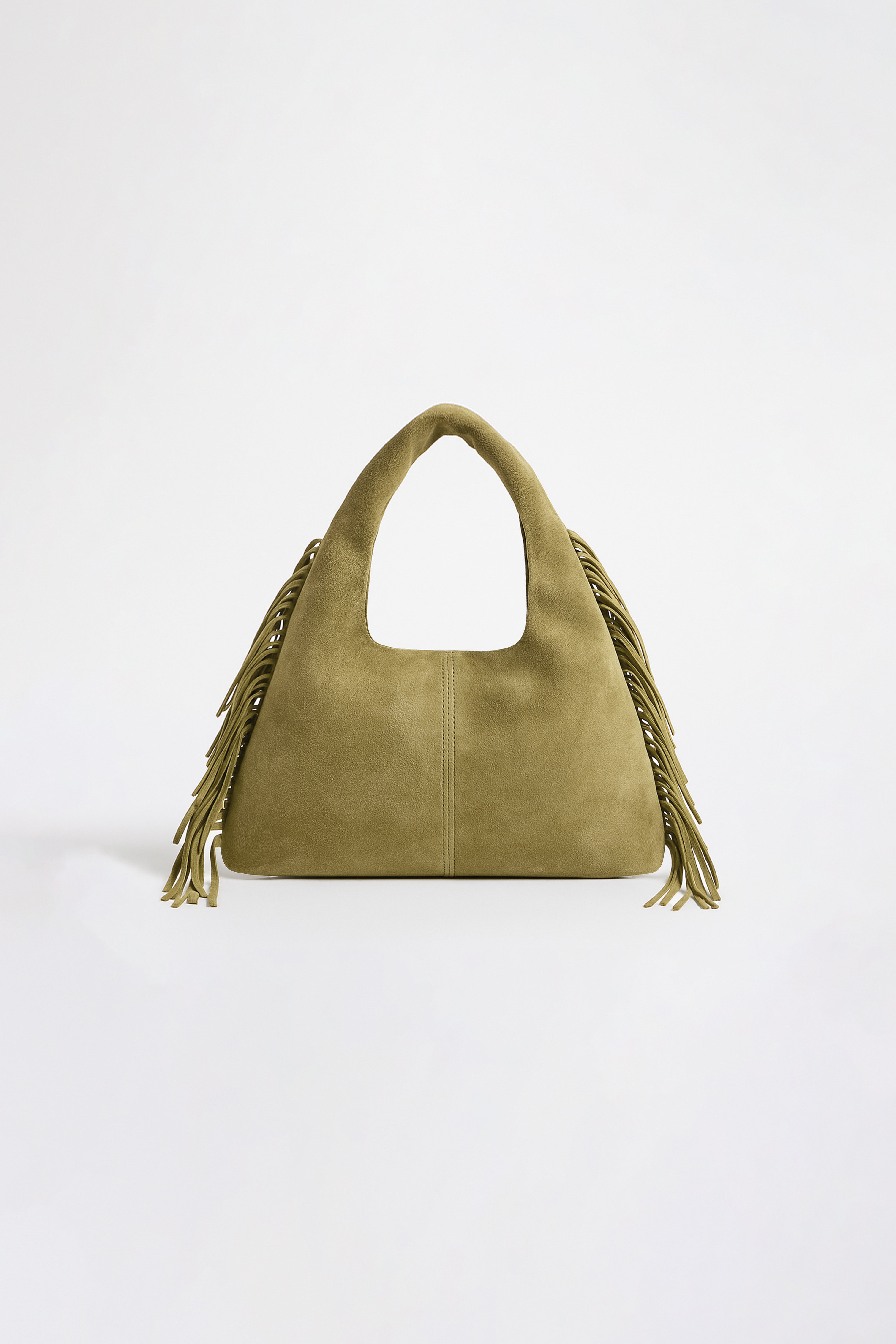 Bolso Boho Pequeño con Flecos Laterales - Verde