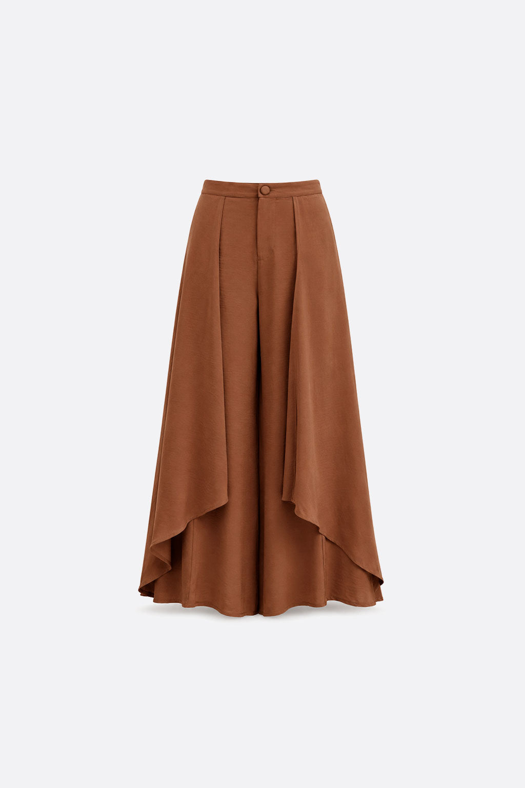 Pantalón Fluido con Volantes - Marrón