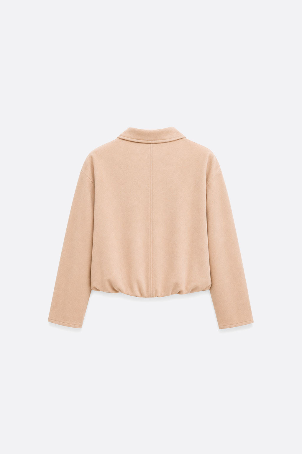 Chaqueta Cropped Solapa Amplia - Beige