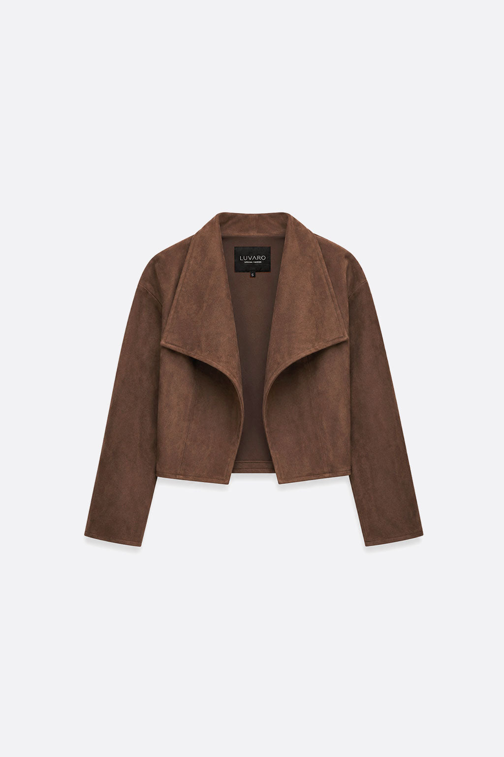 Chaqueta Cropped Solapa Amplia - Marrón