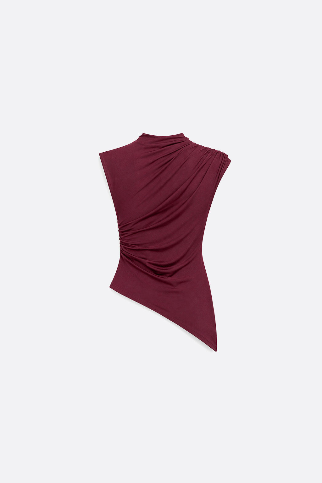 Top Drapeado Cuello Mock - Burgundy