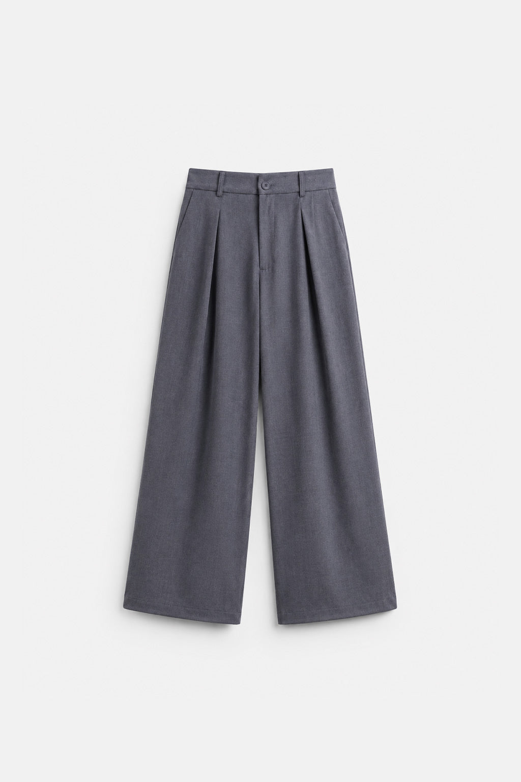 Pantalón Wide Leg Pliegues - Gris