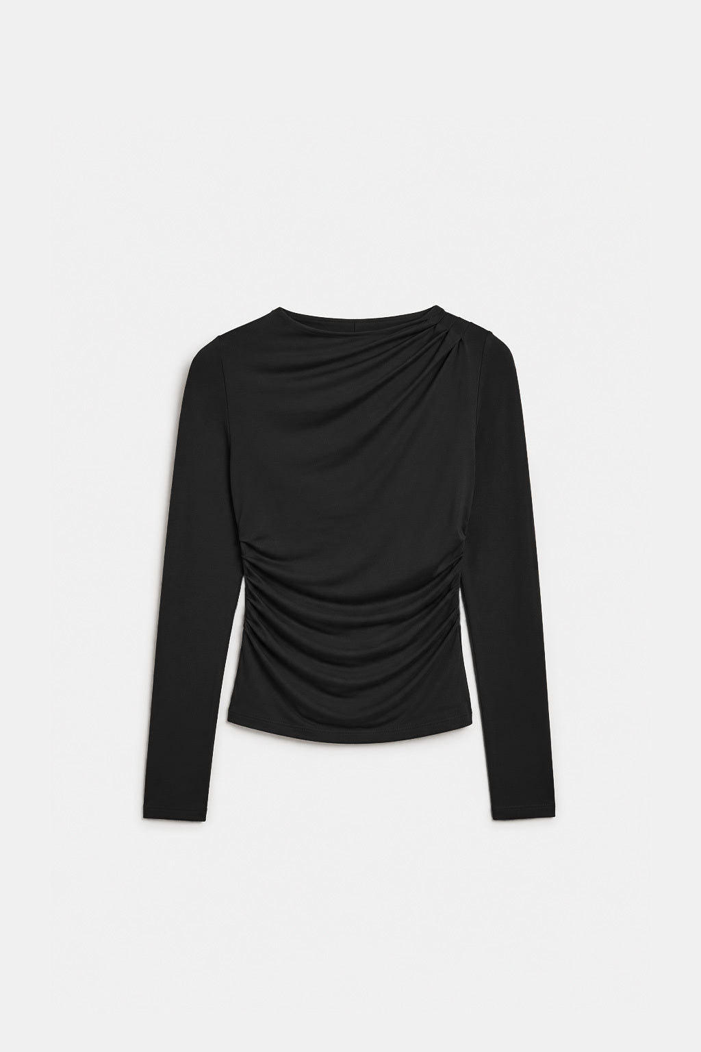 Top Drapeado Cuello Alto - Negro