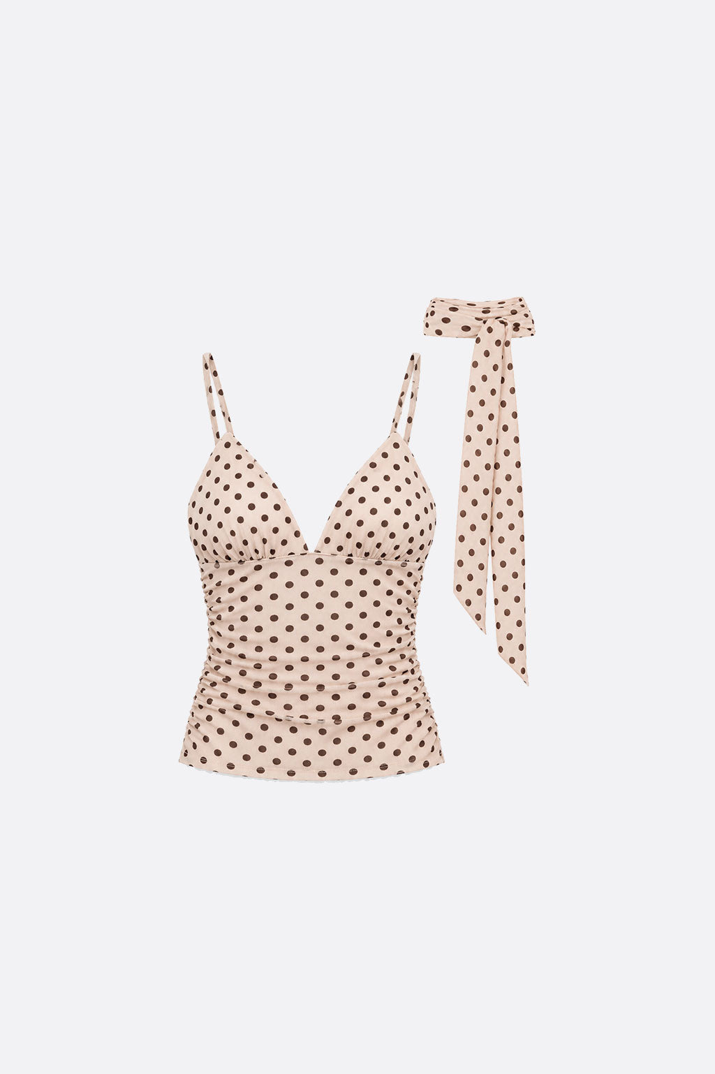 Top Lunares con Fular - Beige