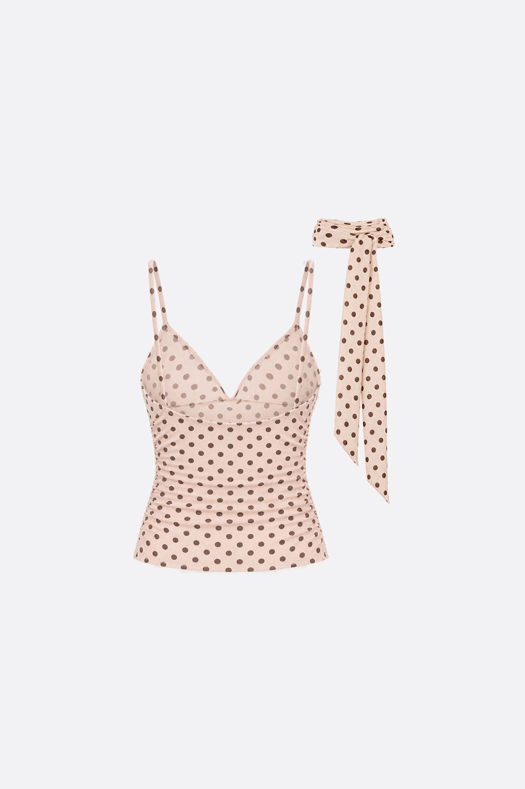 Top Lunares con Fular - Beige
