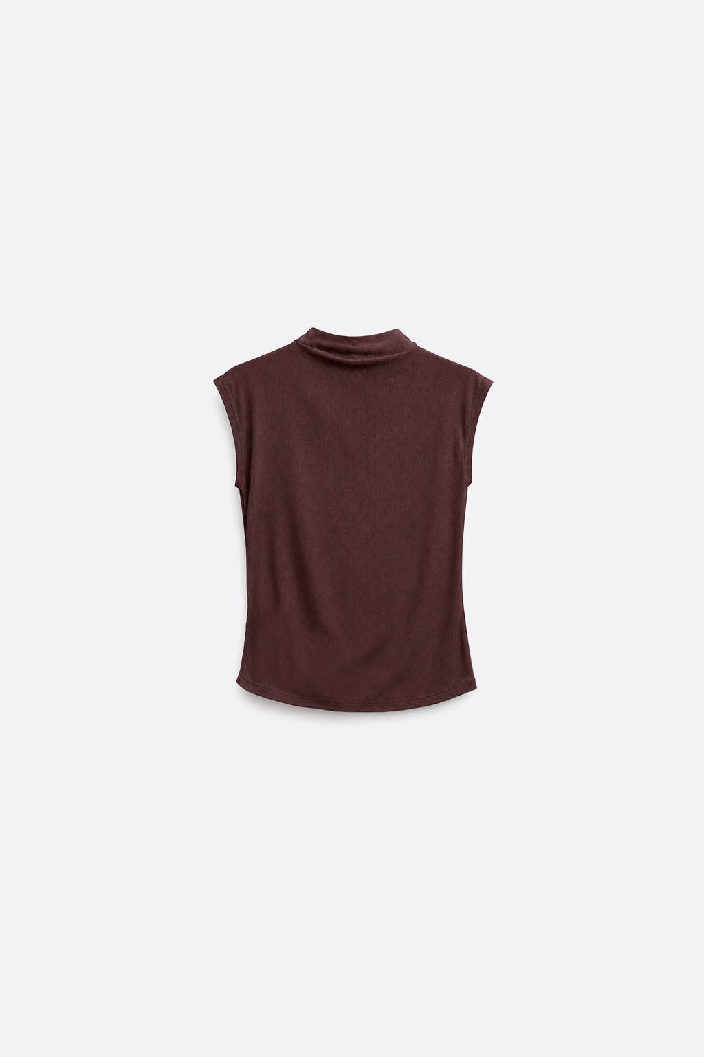 Top Cuello Alto Rib - Marrón
