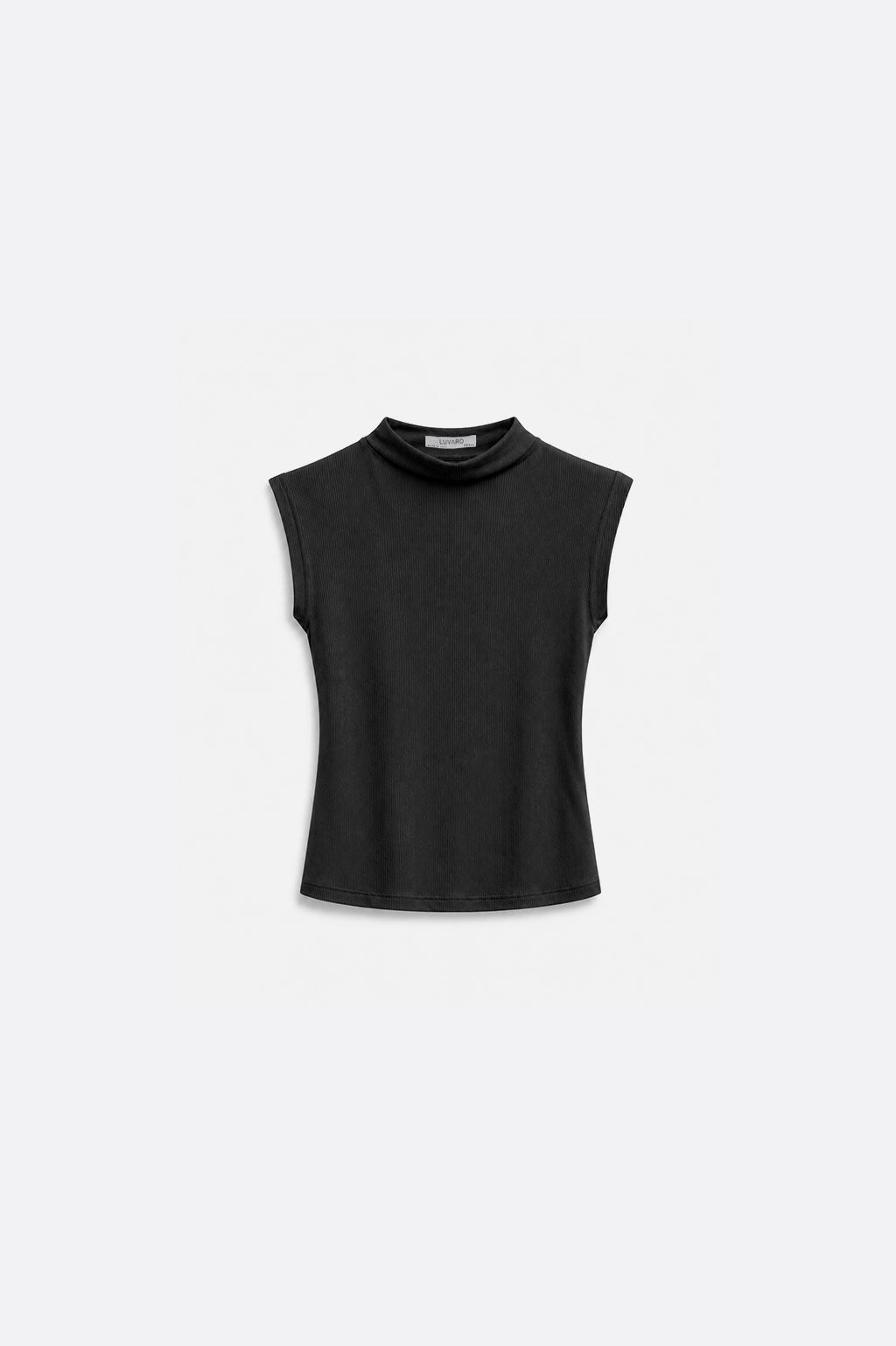 Top Cuello Alto Rib - Negro