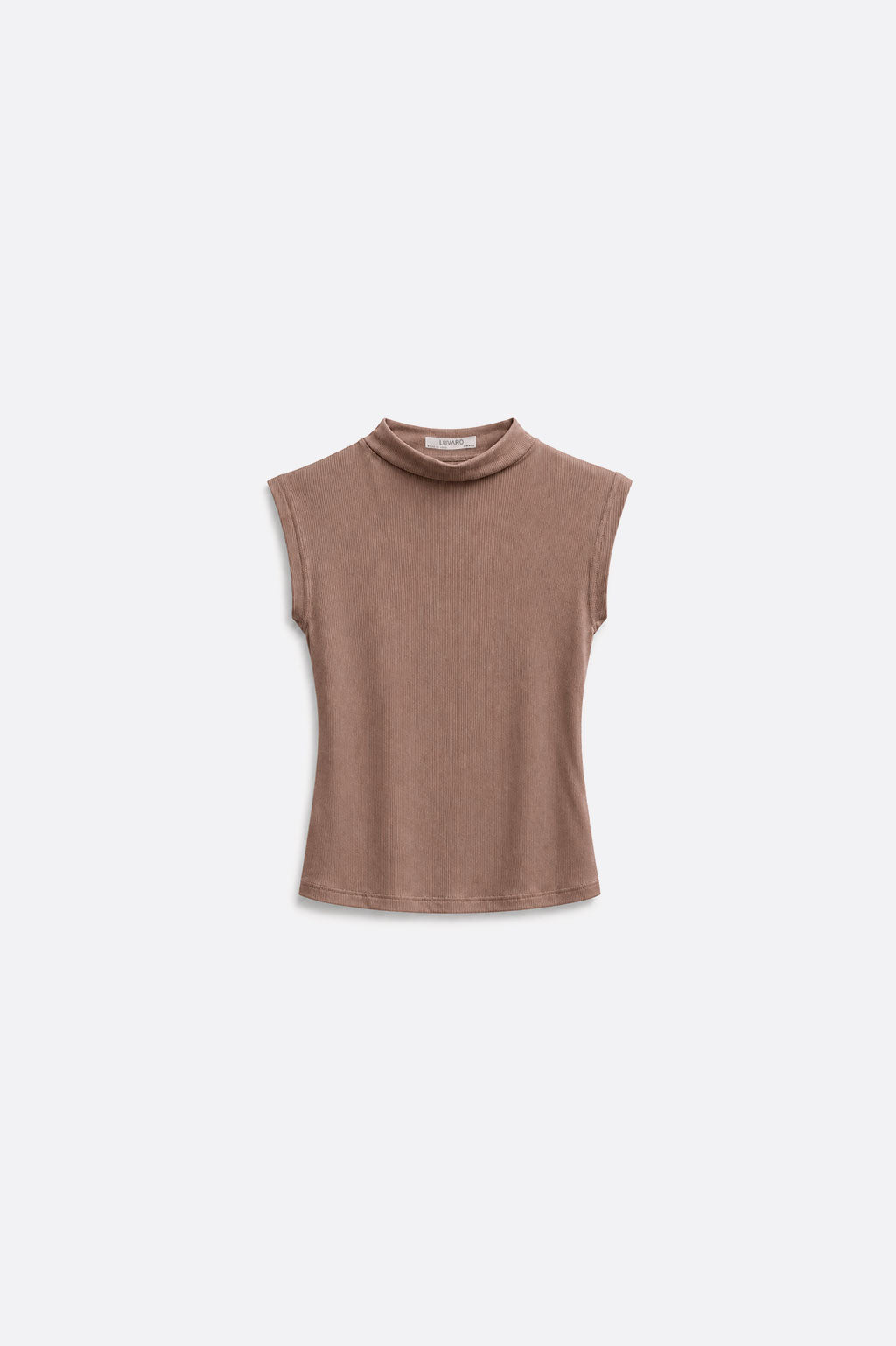 Top Cuello Alto Rib - Topo
