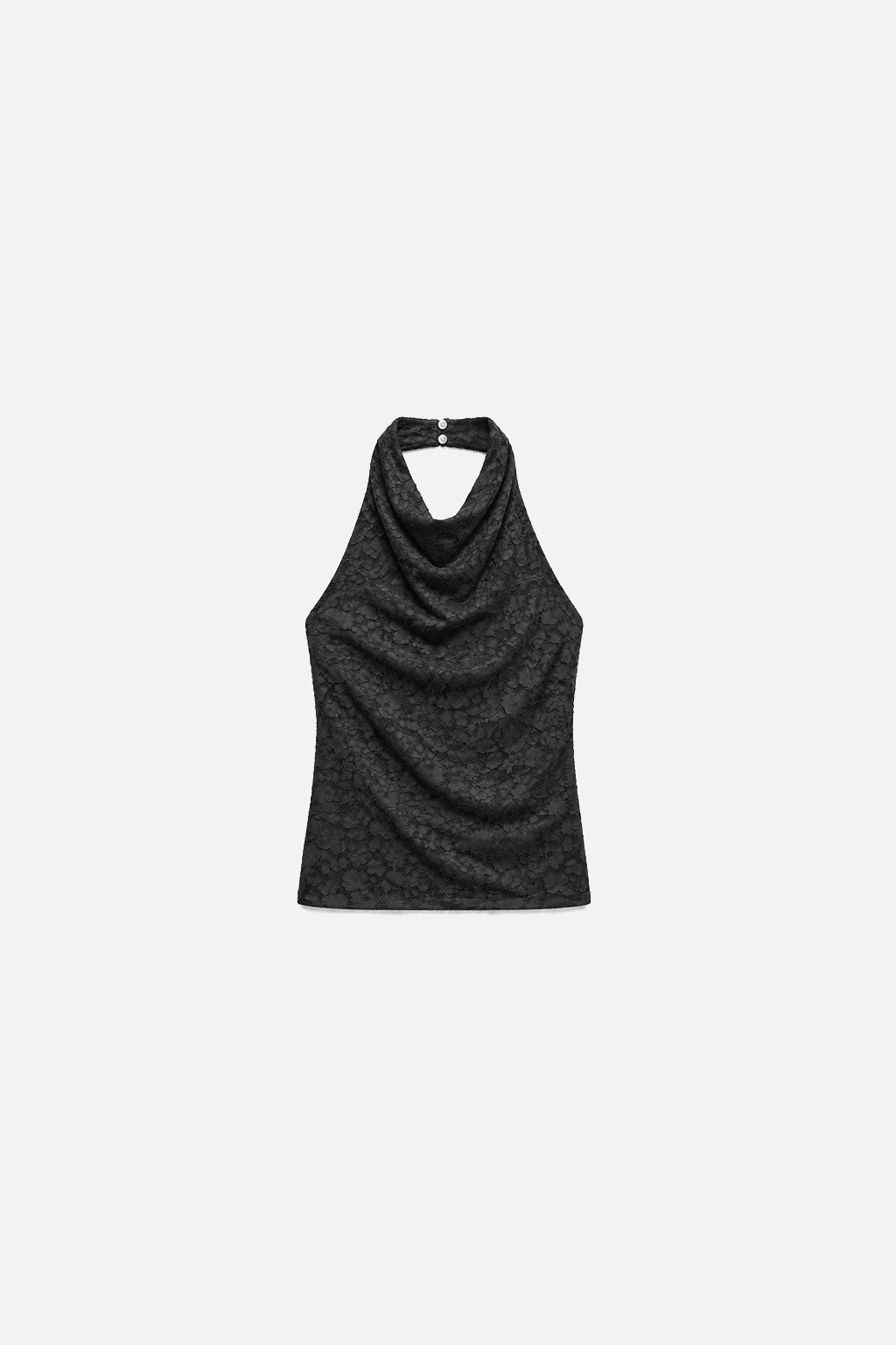 Top Halter Drapeado Textura - Negro
