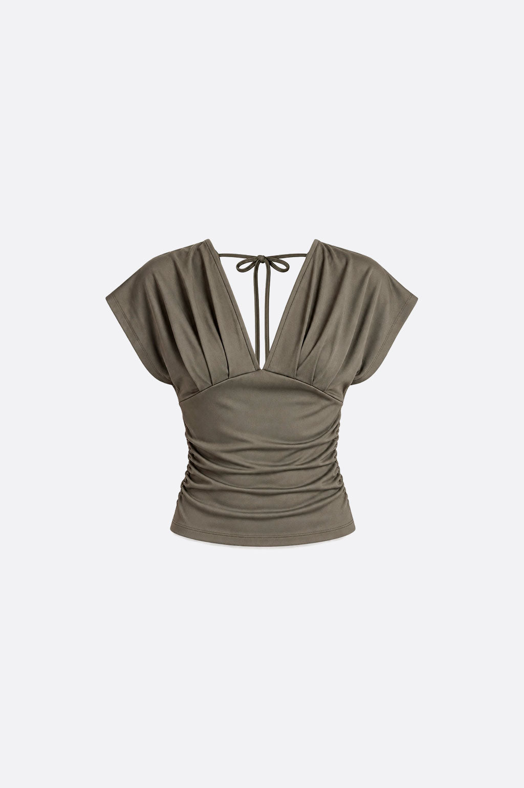 Top Drapeado Escote en V - Verde Musgo