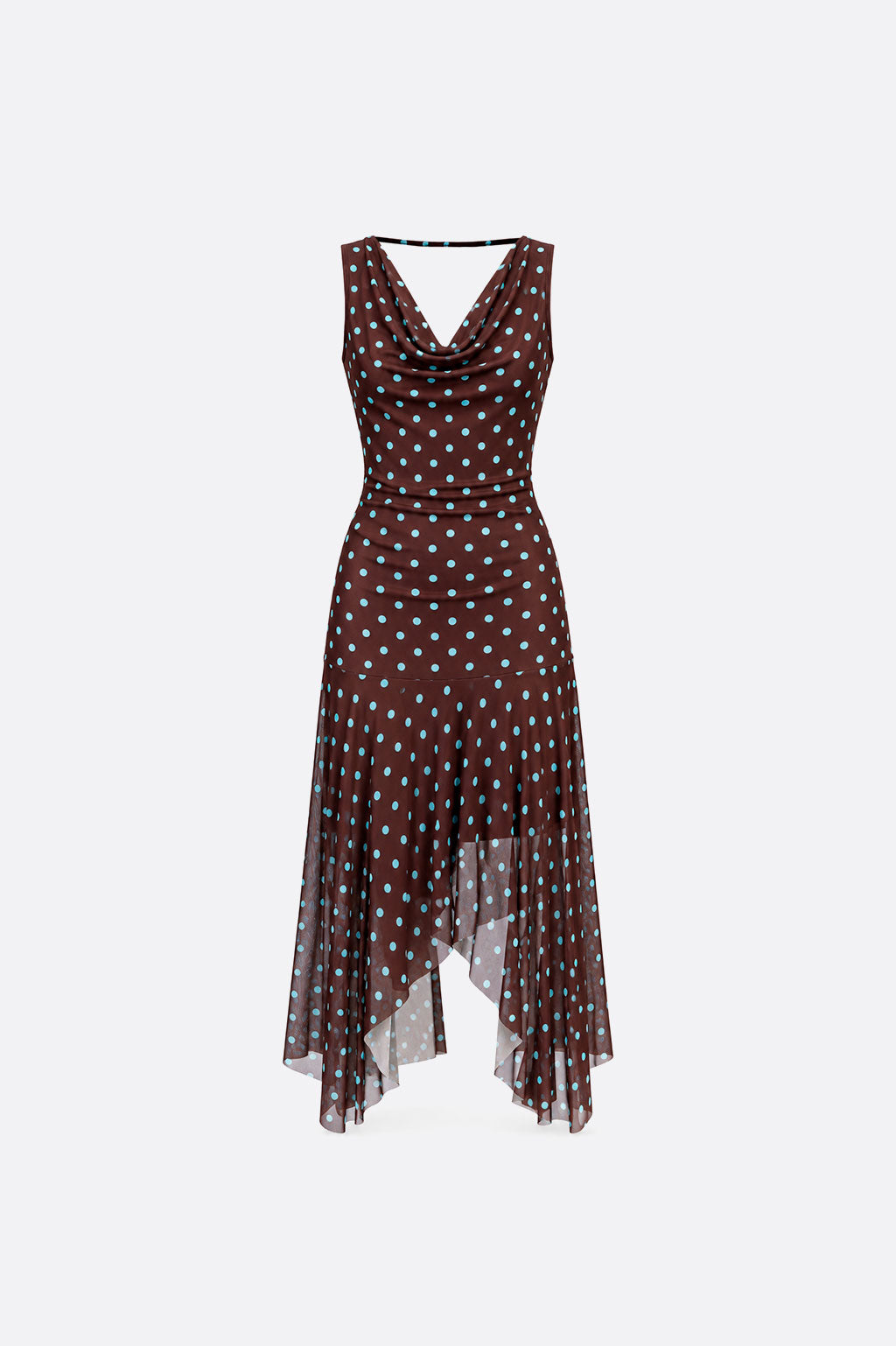 Vestido Drapeado Polka Dots - Marrón