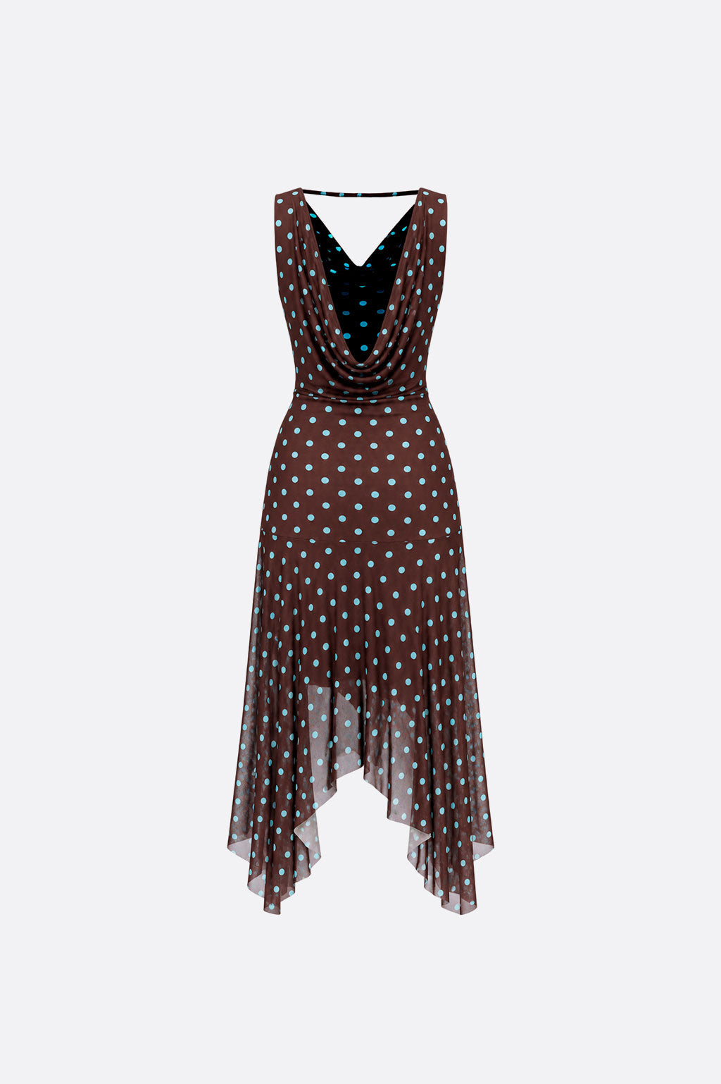 Vestido Drapeado Polka Dots - Marrón