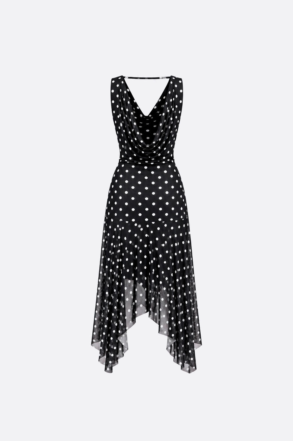 Vestido Drapeado Polka Dots - Negro