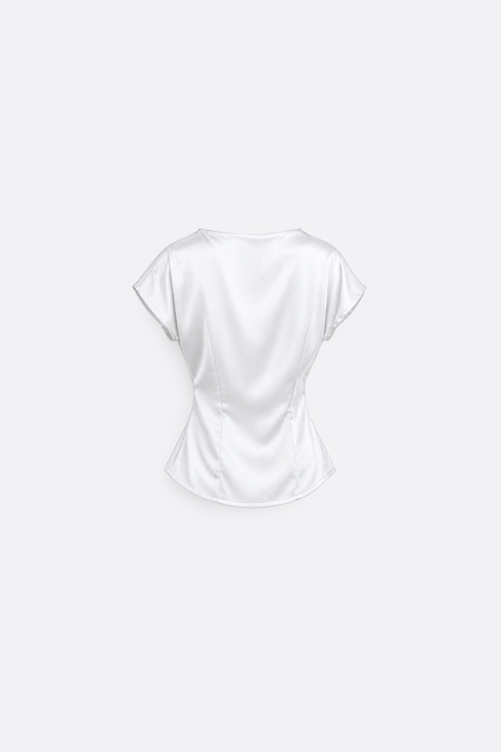 Blusa Cuello Alto con Cinturón - Perla