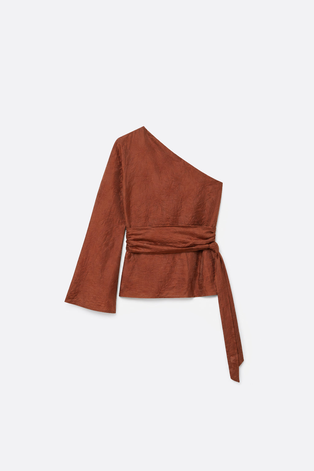 Blusa Asimétrica con Cinturón - Chocolate