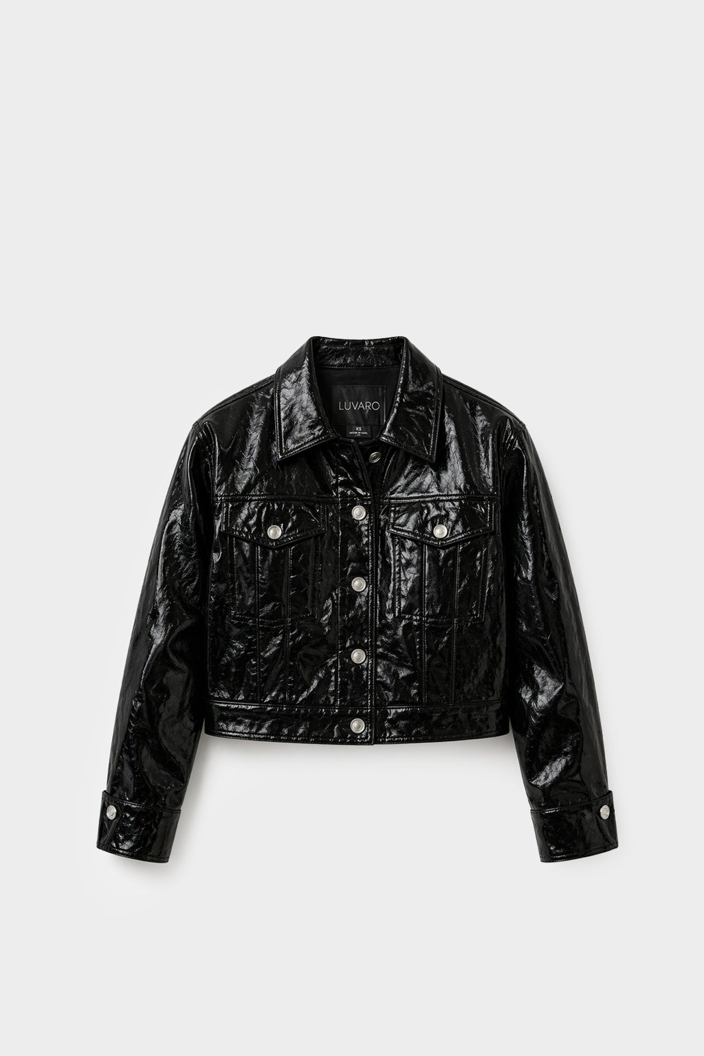 Casaca Leather Crop - Negro