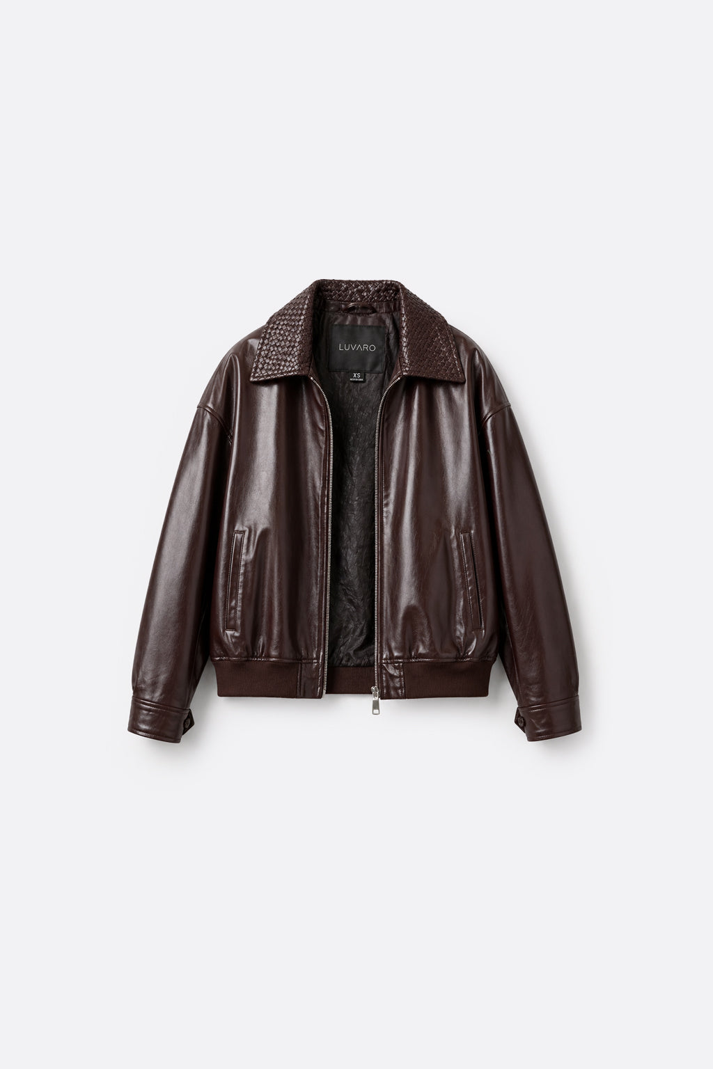 Casaca Leather Cuello Textura - Burgundy