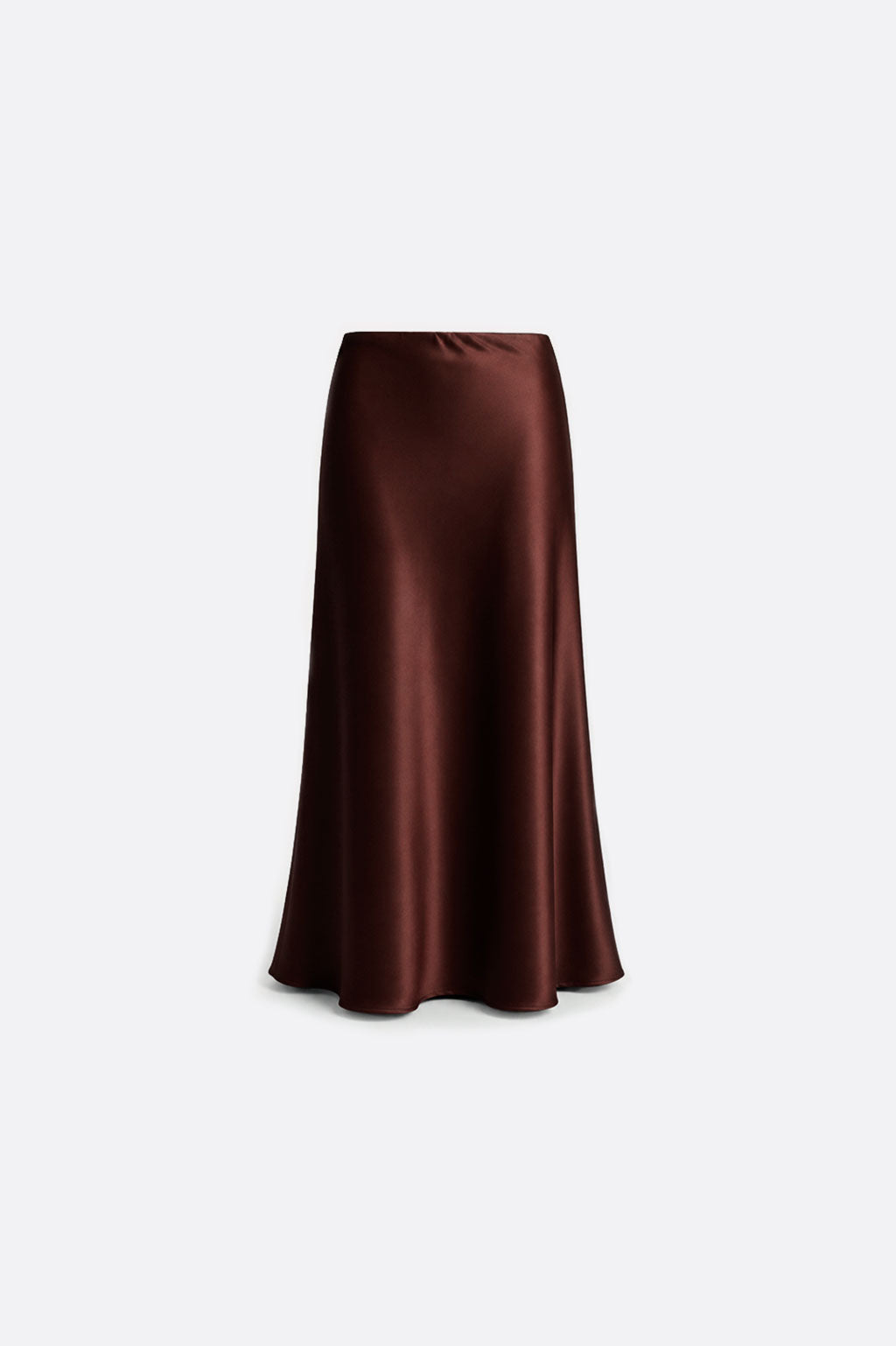 Falda Midi Satinada - Marrón Claro