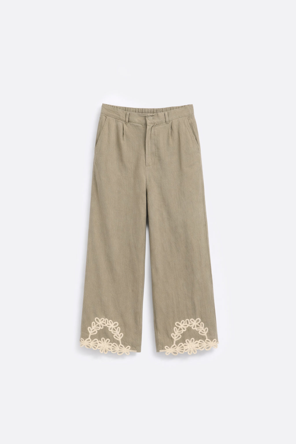 Pantalón Lino Bordado - Verde