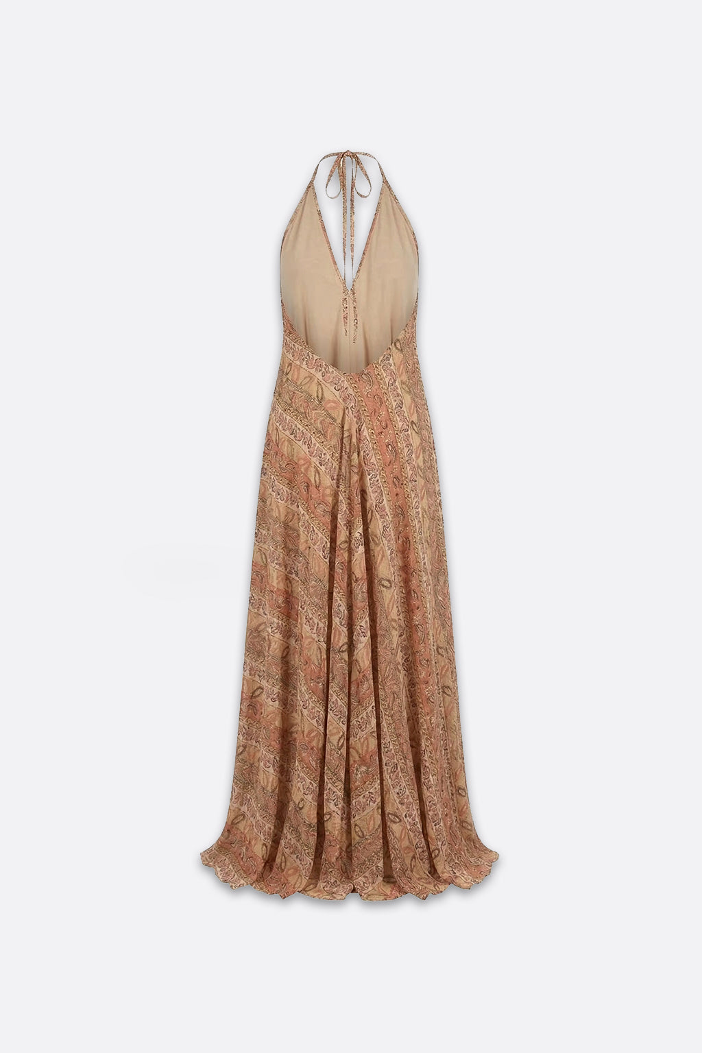 Vestido Fluido Halter Escote  - Beige
