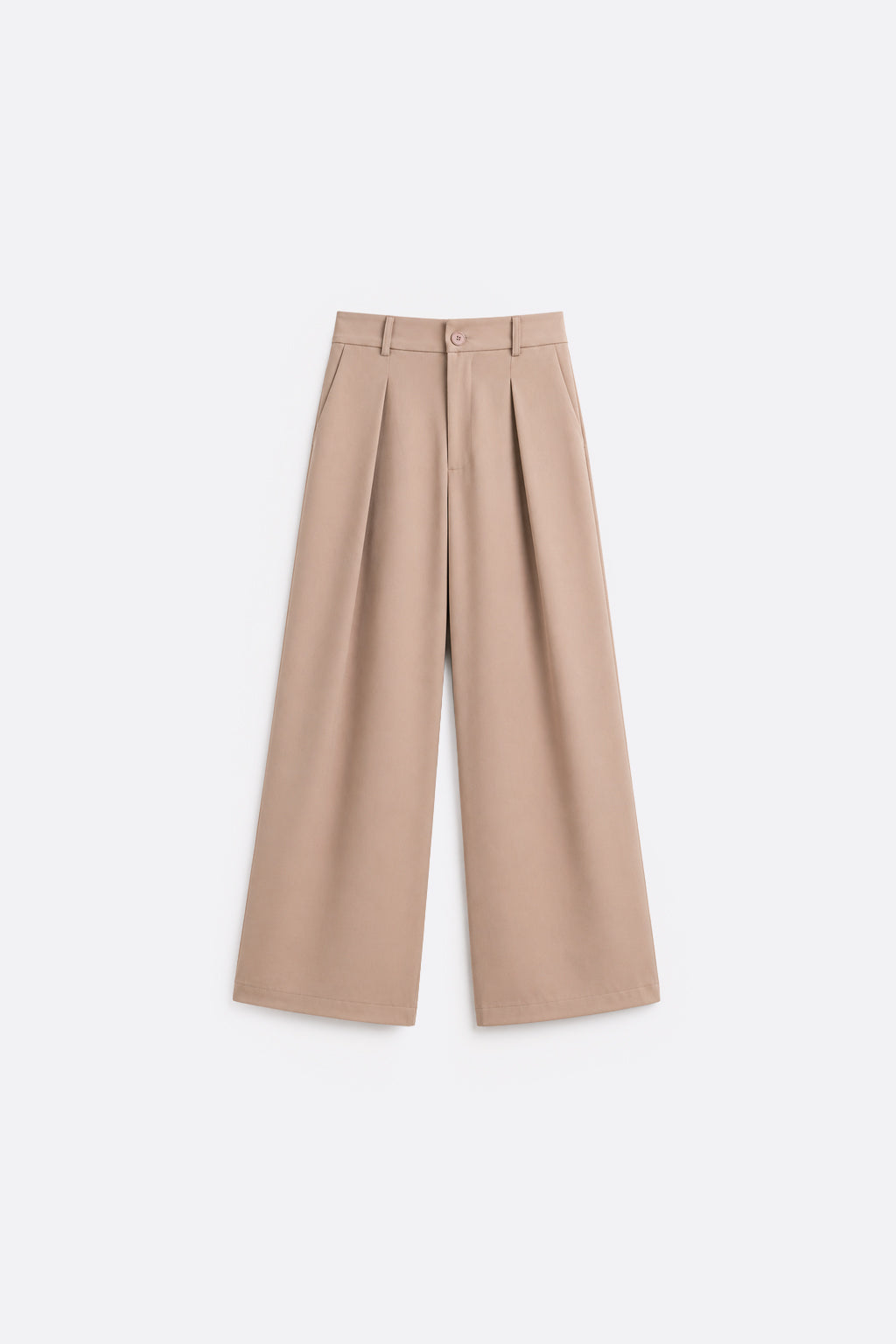 Pantalón Tailored Ancho Pliegues - Marrón
