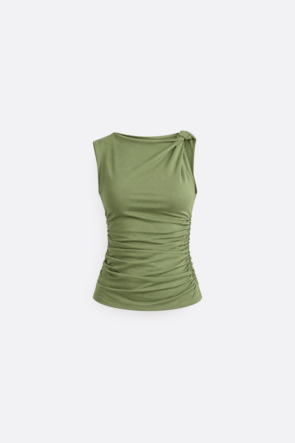 Top Asimétrico Anudado - Verde Militar