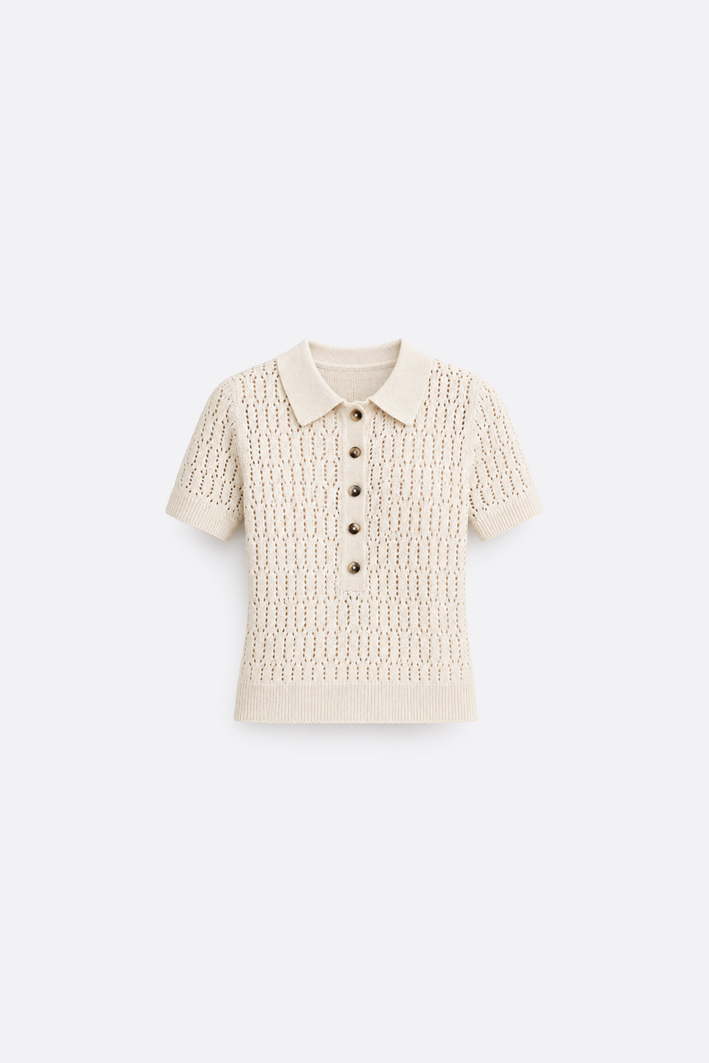 Top Knit Pique Botones - Beige