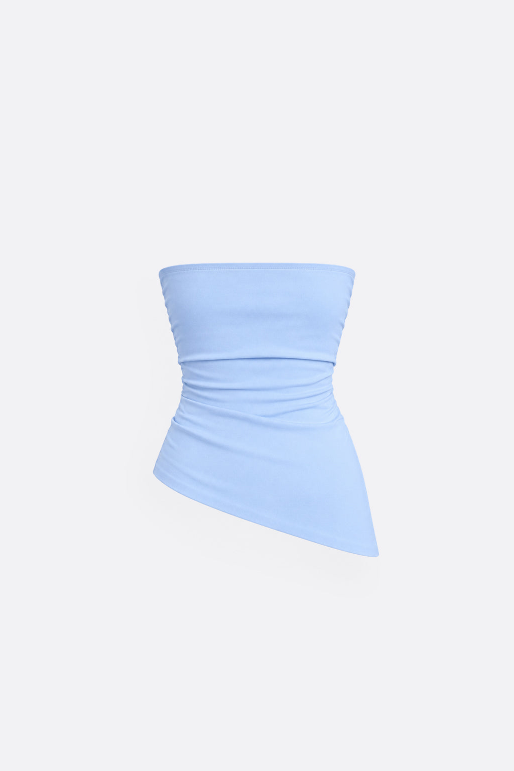 Top Strapless Pliegues - Celeste