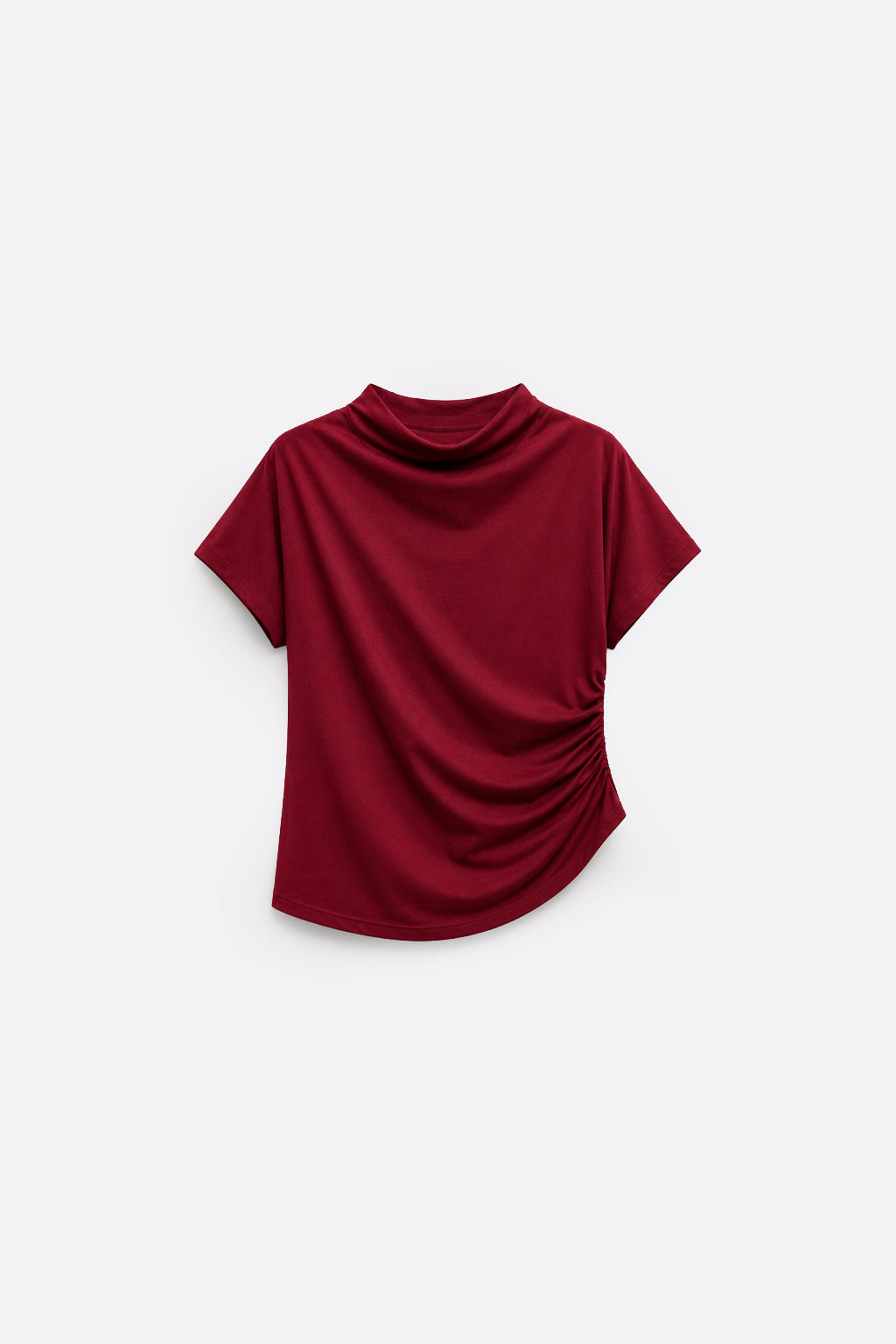 Top Drapeado Cuello Medio - Borgoña