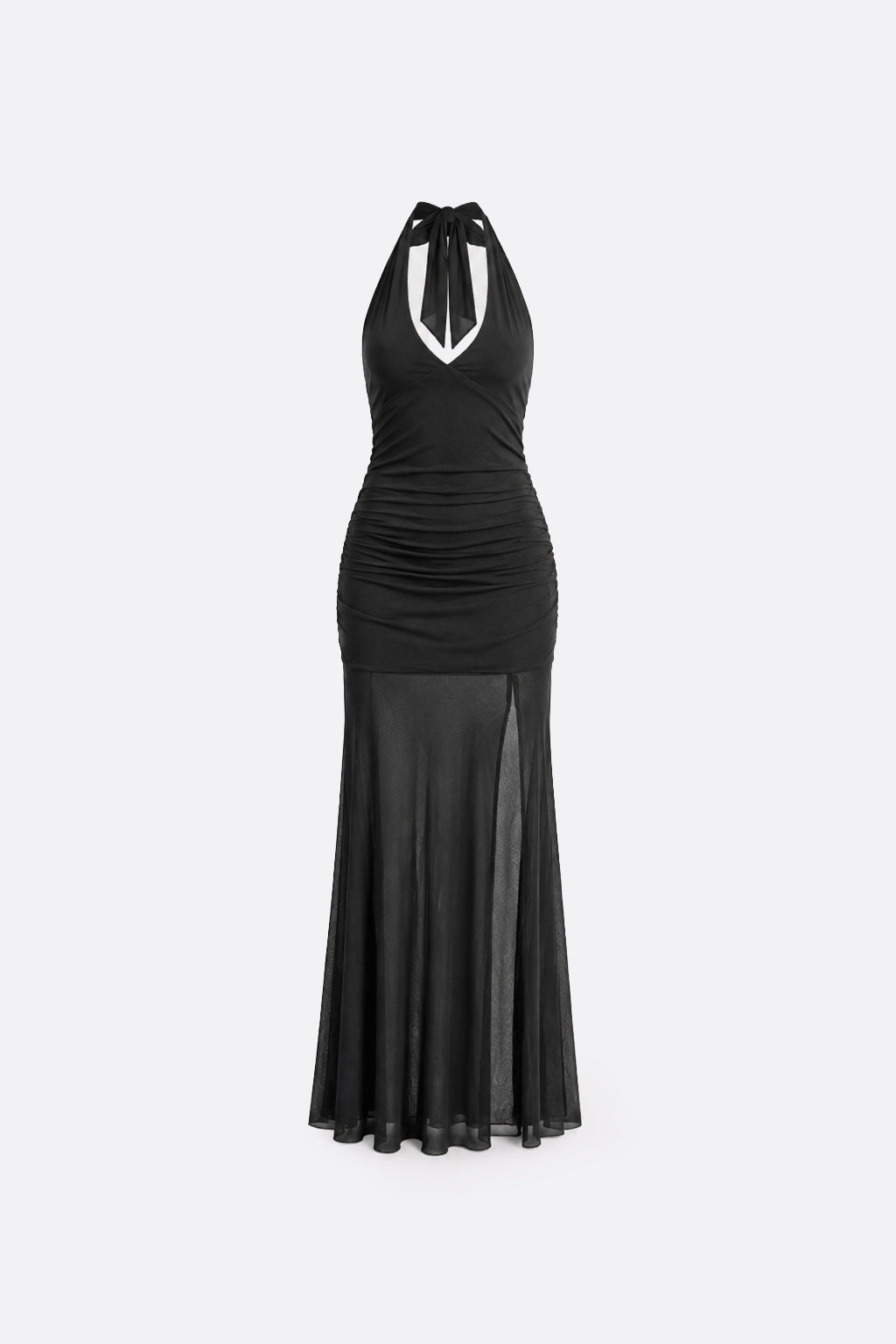 Vestido Halter Drapeado - Negro
