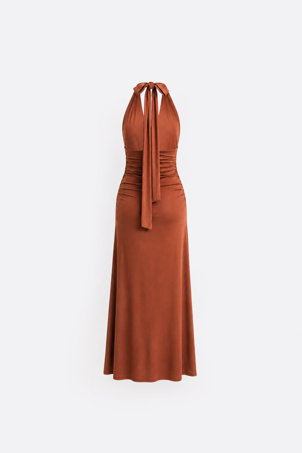 Vestido Halter Ribbon - Terracota