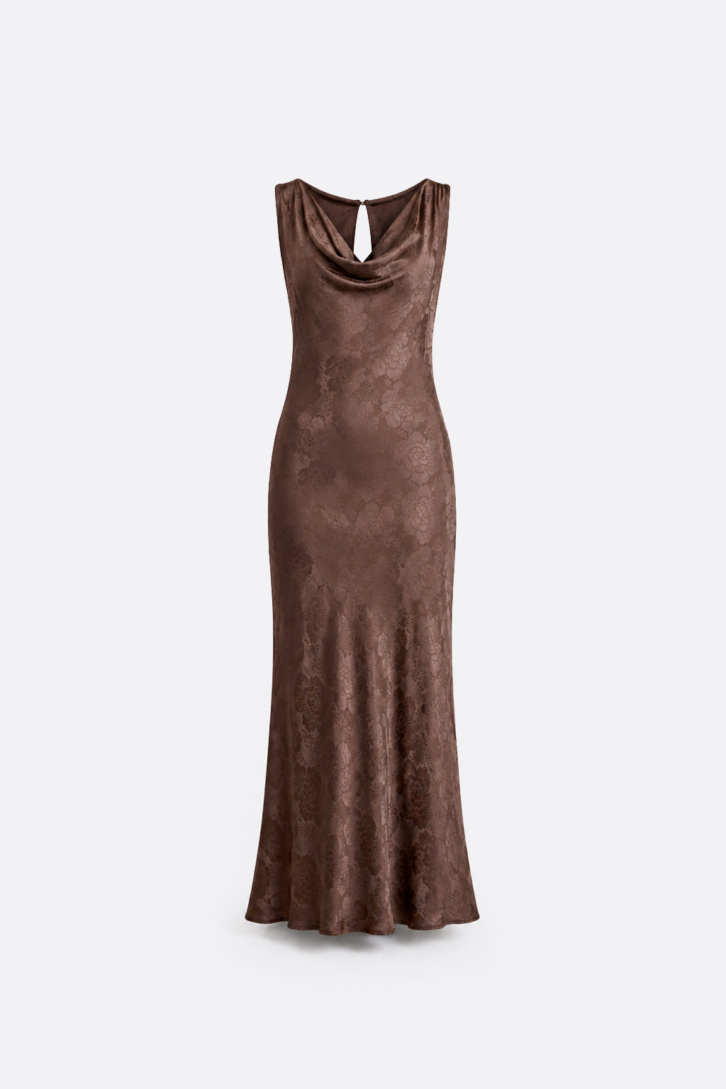 Vestido Satinado Flores - Chocolate