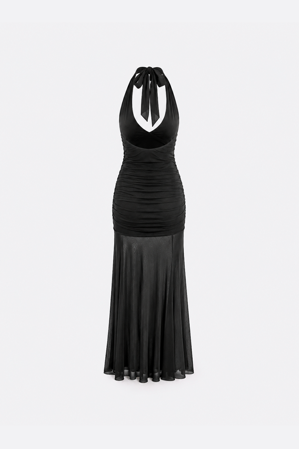 Vestido Halter Drapeado - Negro
