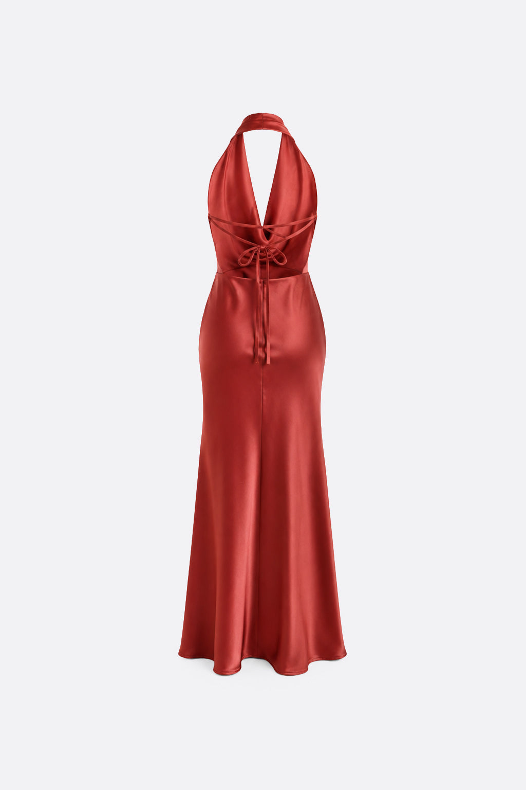 Vestido Halter Satinado - Lacre