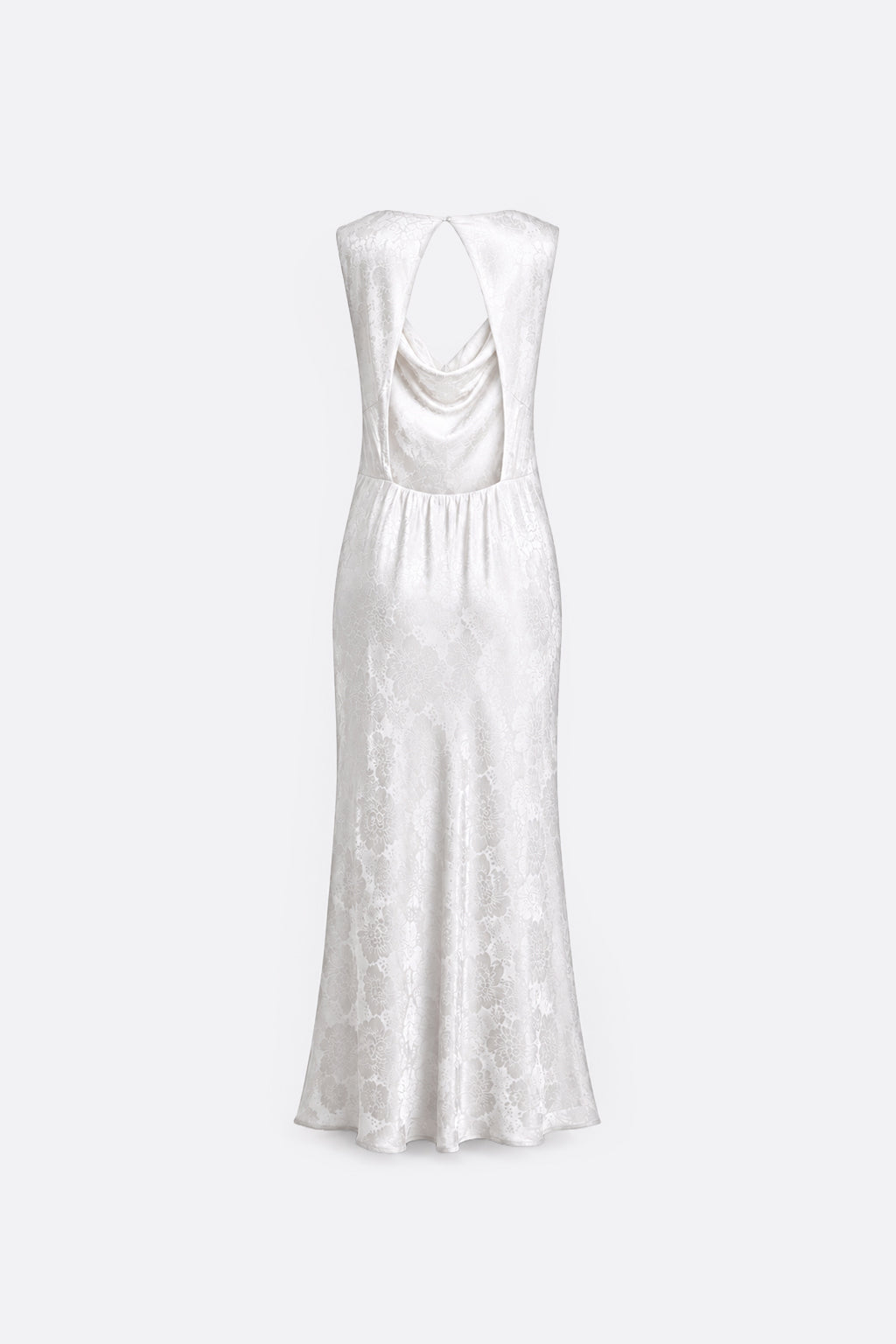 Vestido Satinado Flores - Perla