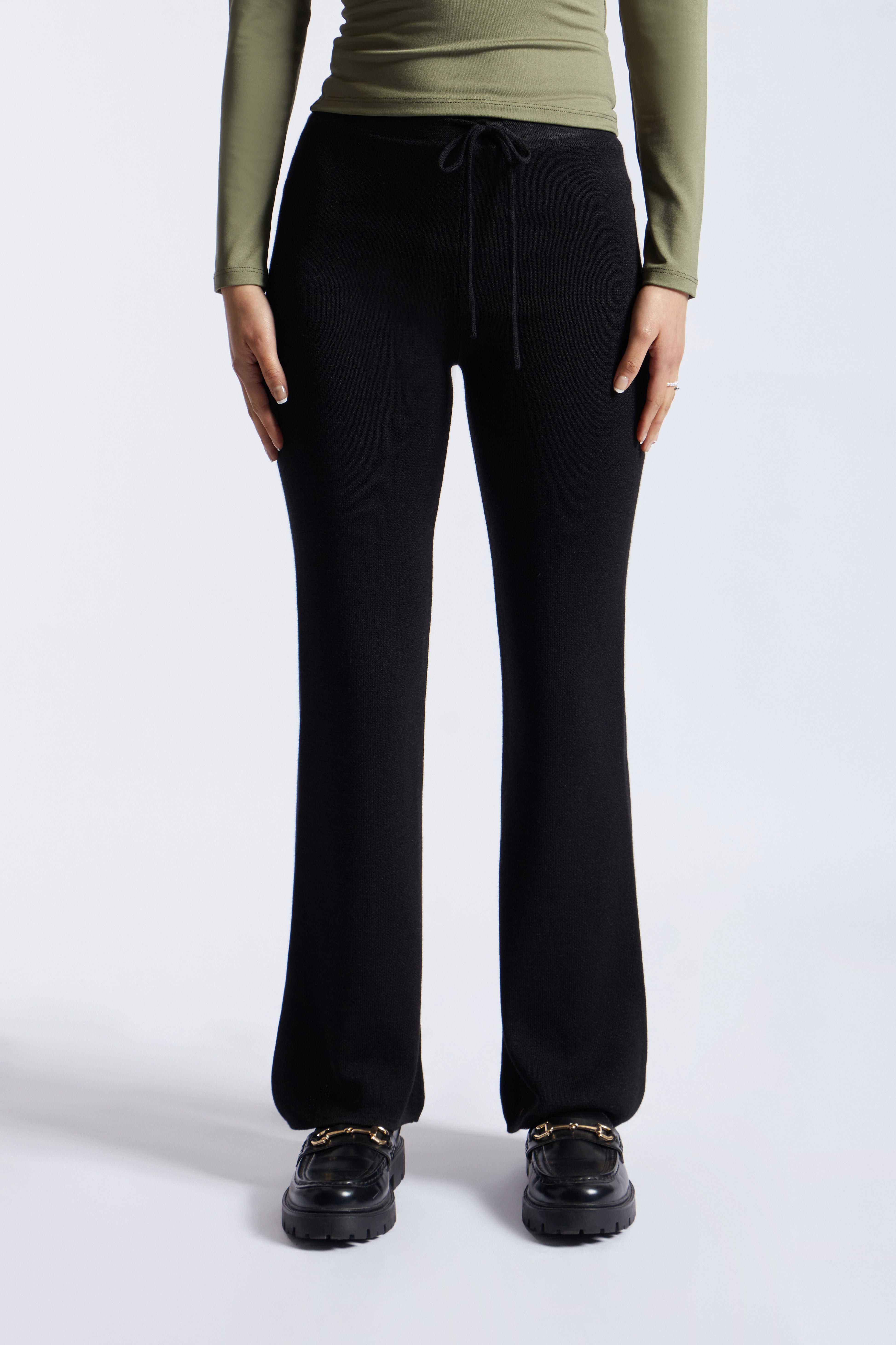 Pantalón Recto Knit - Negro