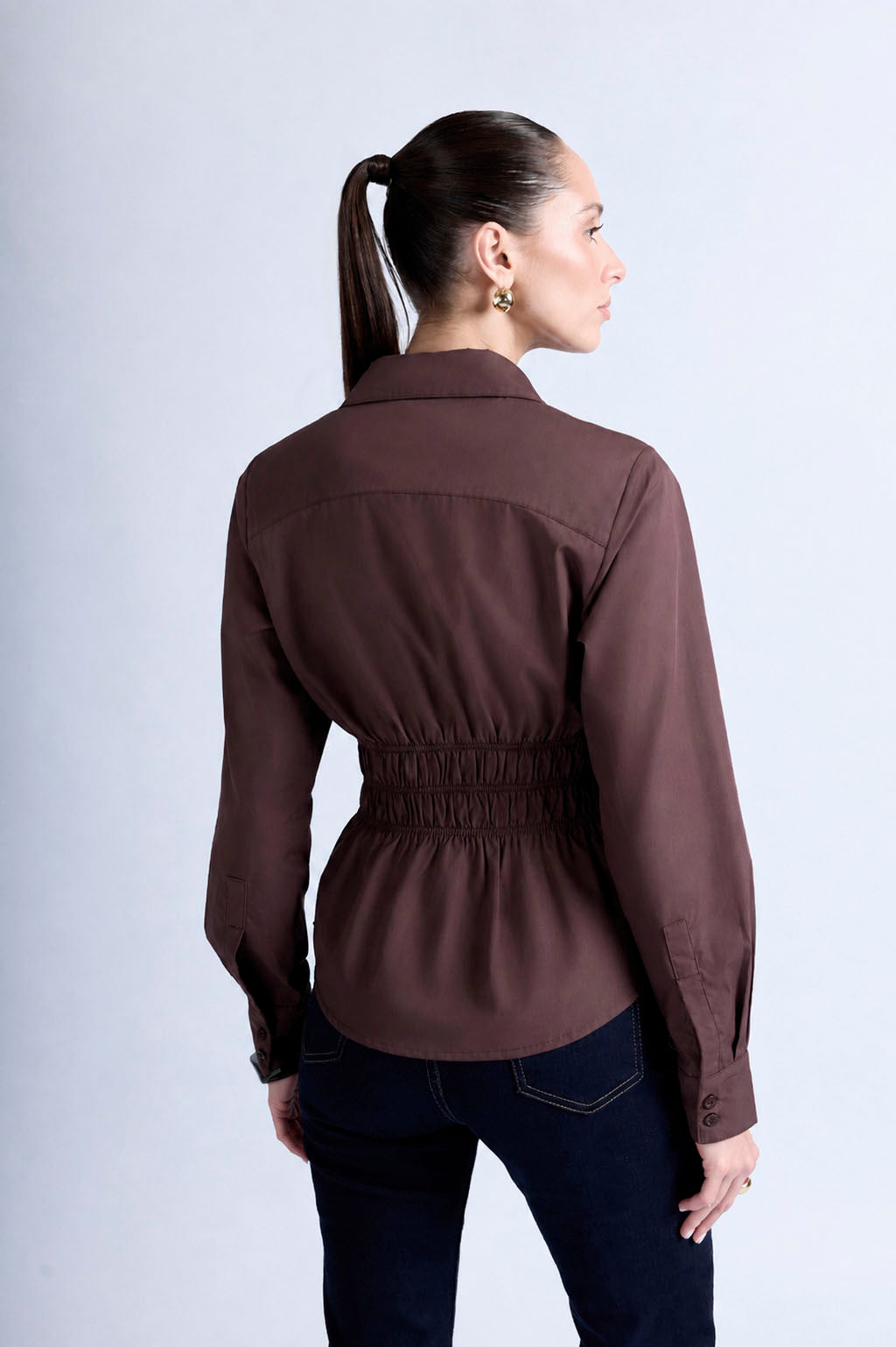 Blusa Clásica Cinturón - Marrón