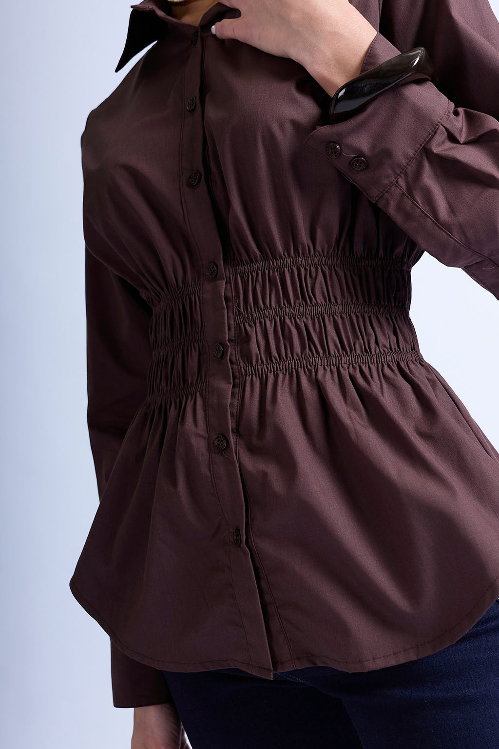 Blusa Clásica Cinturón - Marrón