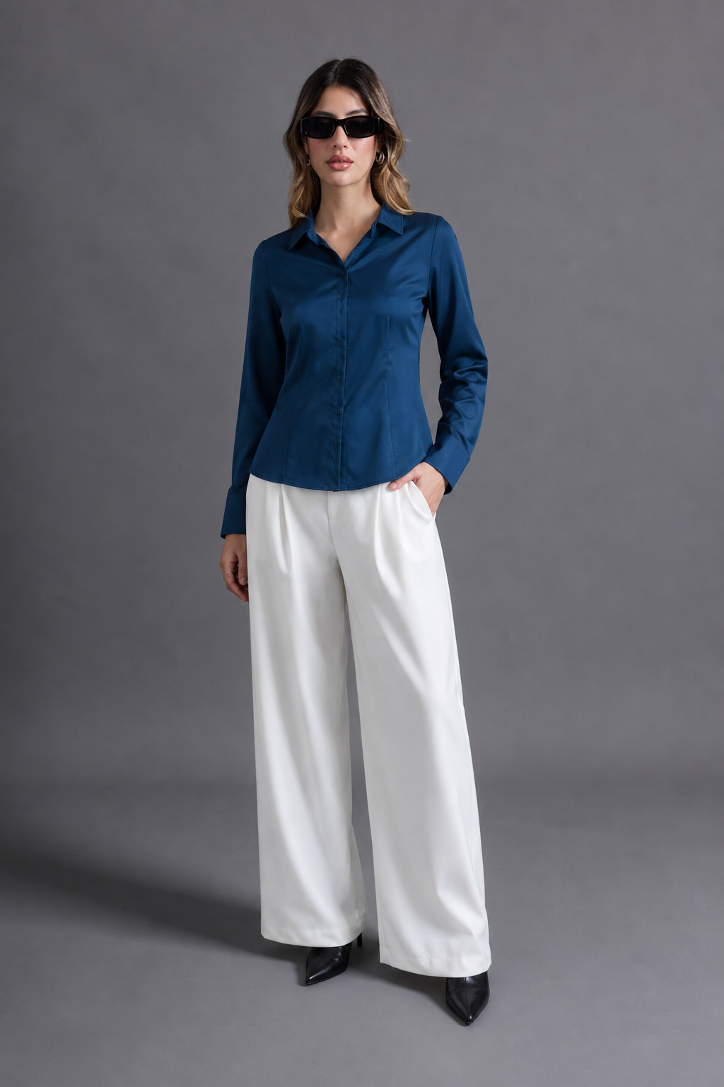 Blusa Satín Luxe - Cobalto
