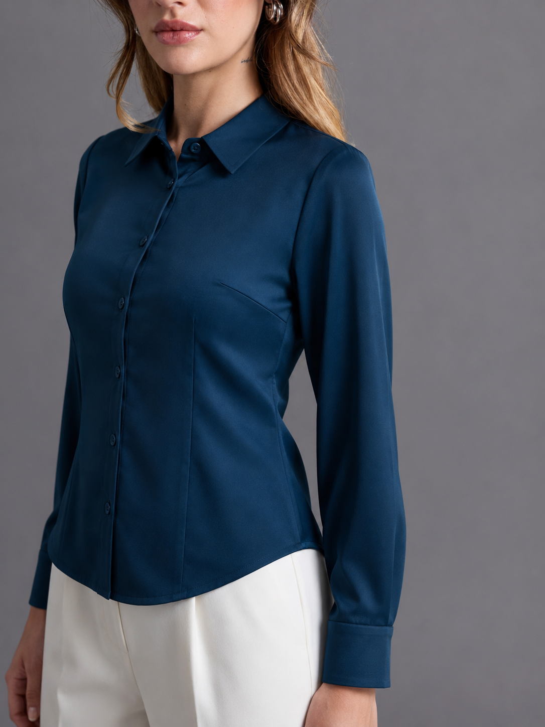 Blusa Satín Luxe - Cobalto