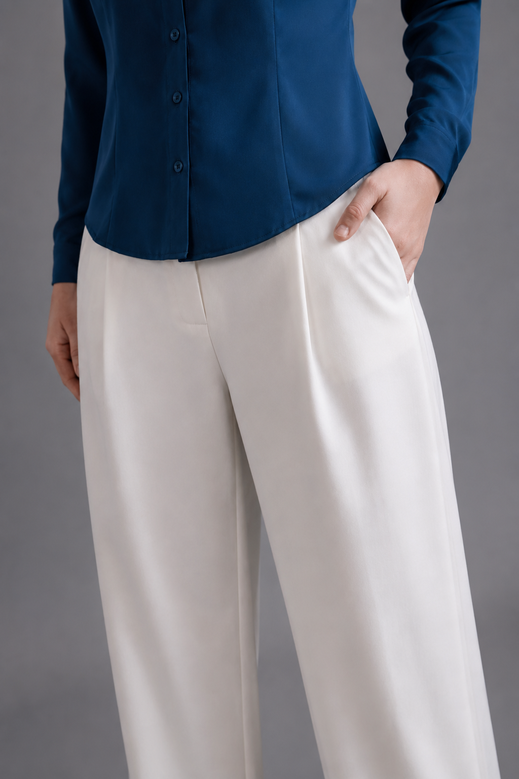 Pantalón Sastrero Pliegues - Perla