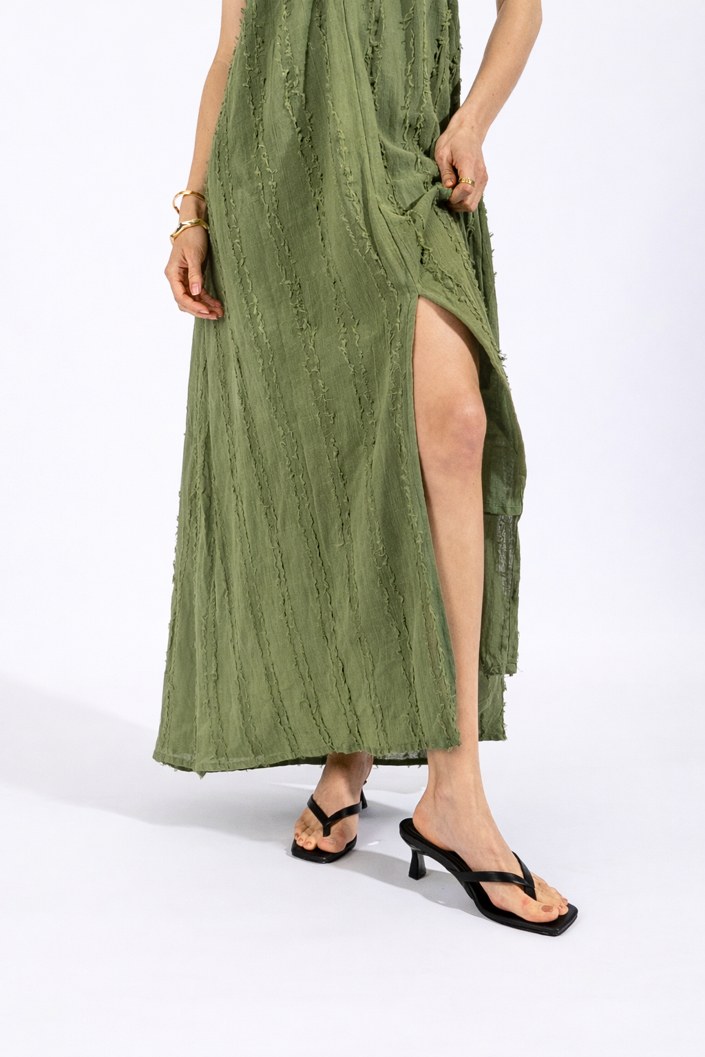 Vestido Midi Textura- Verde