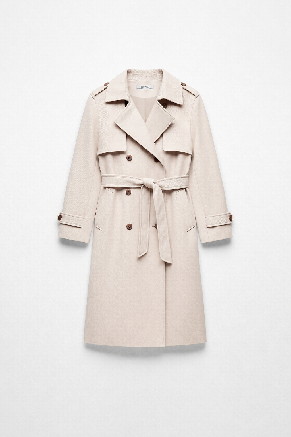 Gabardina Cruzada con Cinturón - Beige